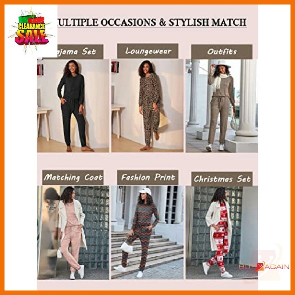 Soft Long Sleeve Pajama Set with Pockets, Joggers, Lounge Wear - Picture 6 of 8